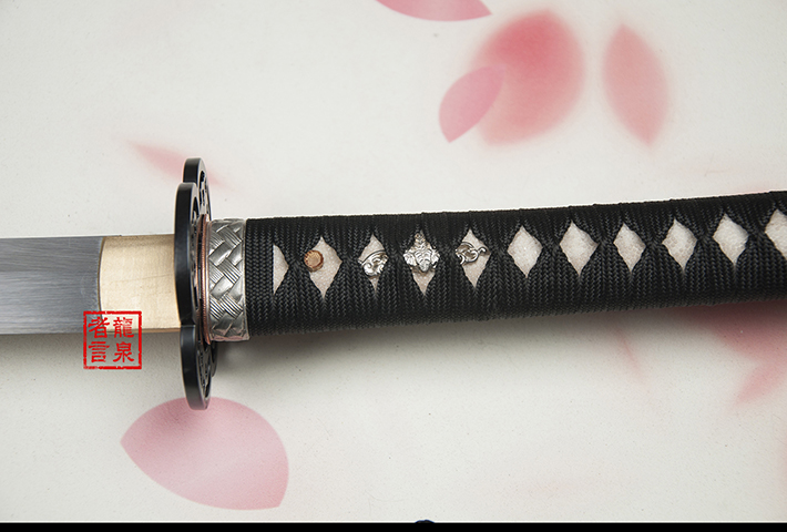 实战试斩夹钢三枚合拉丝武士刀,龙泉者言刀剑,宝剑,冷兵器收藏,日本刀